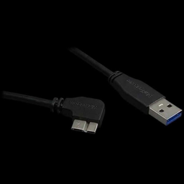 StarTech 6ft USB 3.0 A to Right-Angle Micro-B Cable – Slim Flexible 2m Black